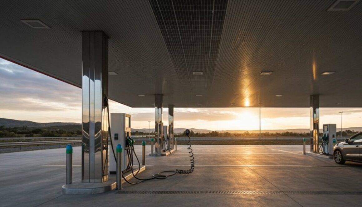 Tankstelle mit Solaranlage und Ladegeräten kaufen
